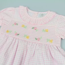 K34223: Baby Girls Lined Dress With Embroidery Detail  (1-2 Years)
